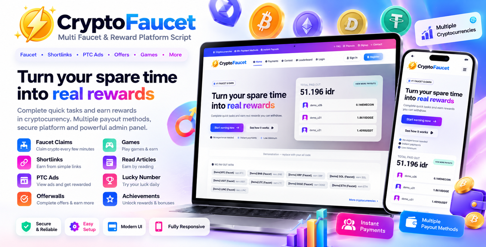 CryptoFaucet — Crypto Faucet & Earning Platform screenshot